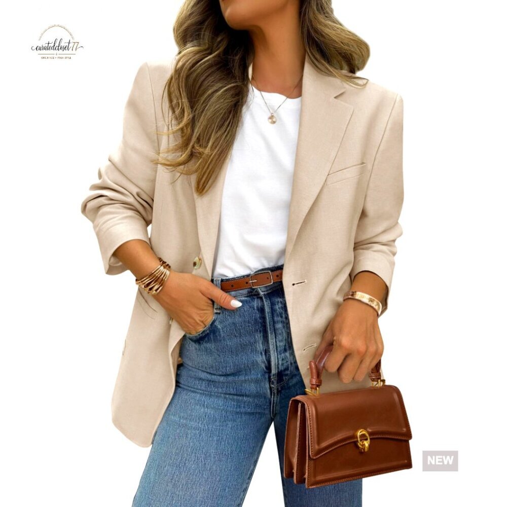 Women's Business Casual Blazer Long Sleeve Notch Lapel Open Front Pockets